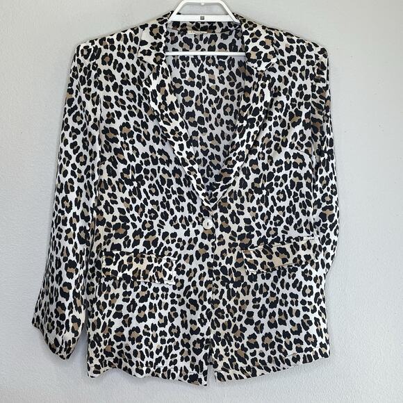 JODIFL Jackets & Blazers - Jodifl Satin Animal Print Blazer Jacket Sz Medium Oversized Lightweight 1 Button